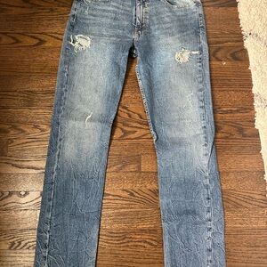 Levi's Blue Straight Jeans with Vintage Distressing